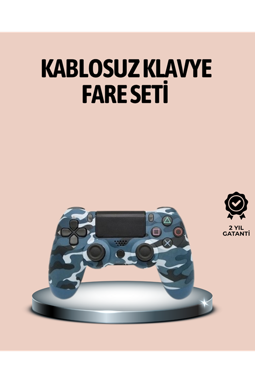 Bluetooth Kablosuz PS4 Gamepad Çift Motorlu Siyah Controller