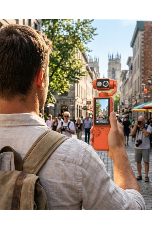 Kompakt 4K Gimbal Kamera 180 Derece Döner Başlık Stabil Video ve Vlog Uyumlu