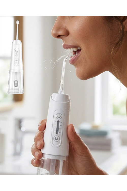 Kablosuz Ağız Duşu 320 ml Su Tanklı 4 Modlu 5 Başlıklı Temizlik Cihazı