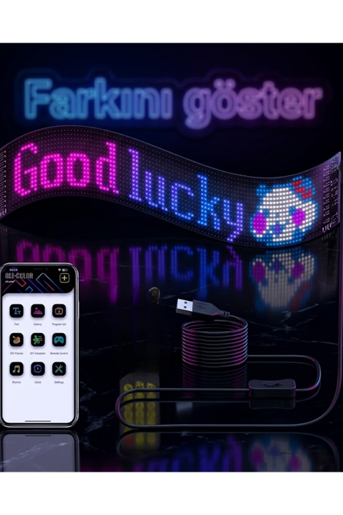 16x96 RGB LED Matrix Panel 60 cm Esnek Yapı Uygulama Kontrollü Kayan Yazı Ekranı