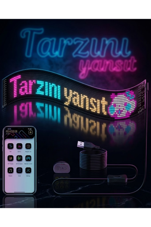 RGB LED Matrix Panel Esnek Yapı Uygulama Kontrollü Kayan Yazı Ekranı