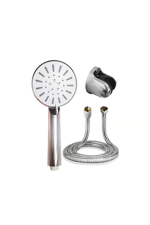 Spiral Hortumlu 4 Kademeli Krem El Duşu Başlığı Banyo Duş Seti