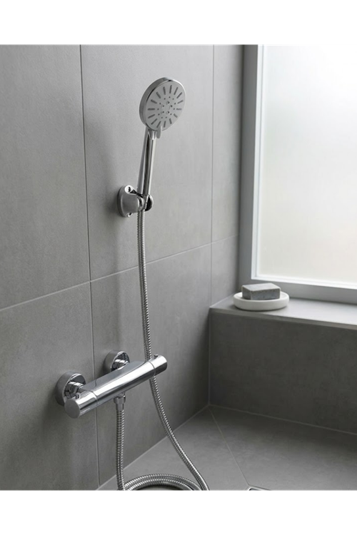 Krem Duş Başlığı Seti 4 Kademeli El Duşu Spiral Hortumlu Banyo Seti
