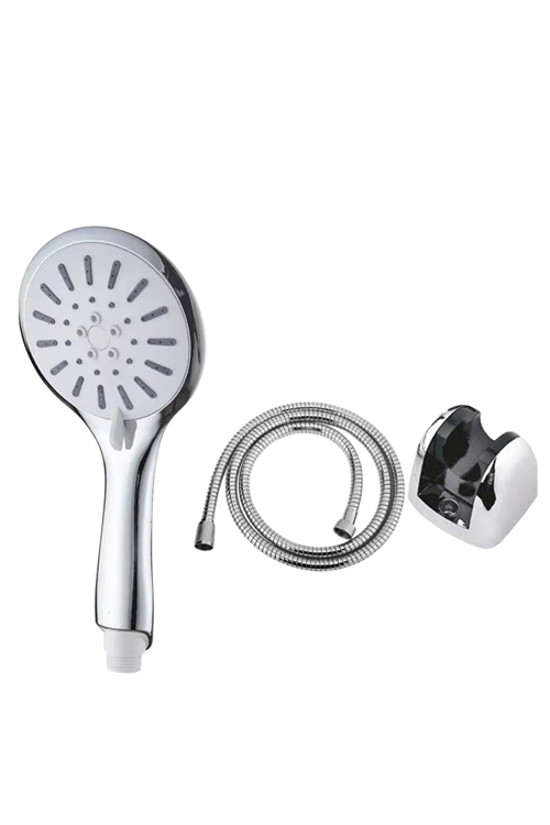 Krem Duş Başlığı Seti 4 Kademeli El Duşu Spiral Hortumlu Banyo Seti
