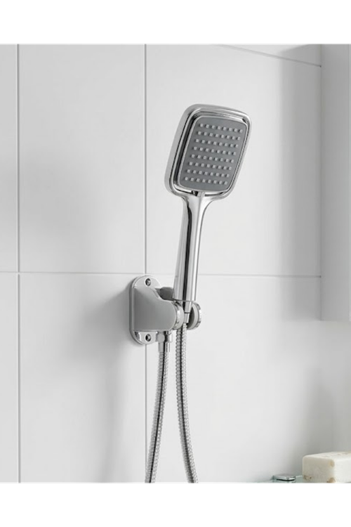 Siyah Duş Seti El Duşu Başlığı Spiral Hortum ve Duvar Askısı Banyo Duş Seti
