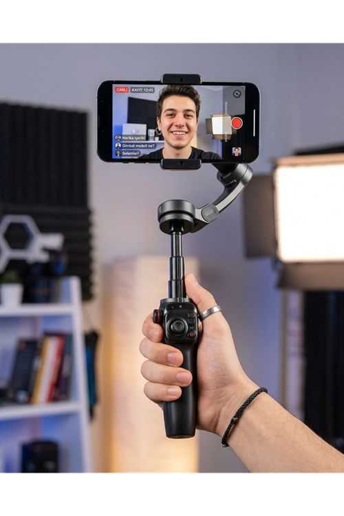 3 Eksen Telefon Gimbal Stabilizer Video Sabitleyici Vlog ve Çekim Aparatı