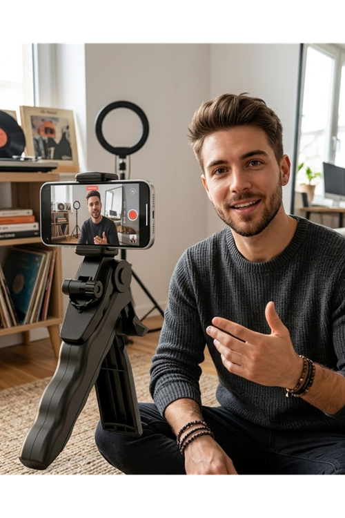 Katlanabilir Telefon Standı Mini Tripod Masaüstü Video Çekim Tutucu