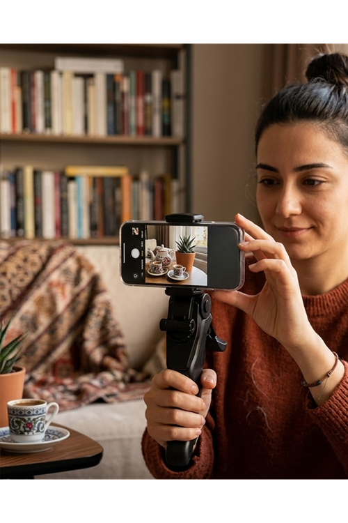 Masaüstü Telefon Tripodu Katlanabilir Telefon Tutucu Video Çekim Standı