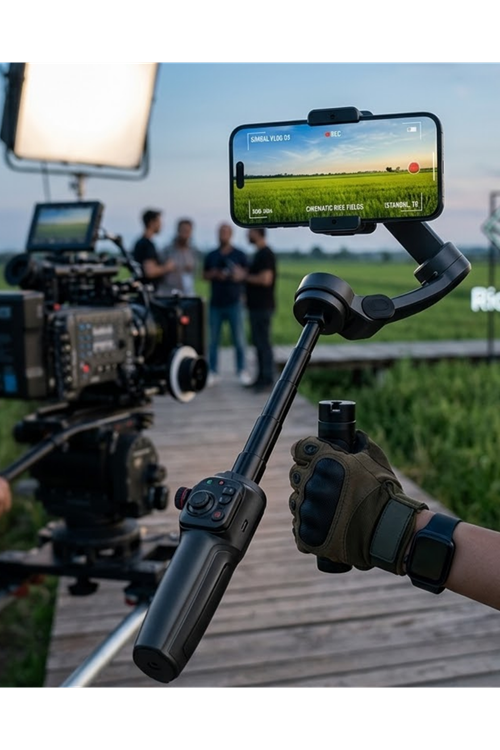 Profesyonel Telefon Video Sabitleyici Gimbal Stabilizer Vlog Aparatı