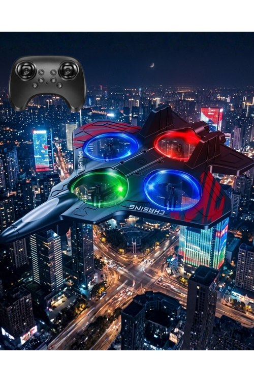 LED Işıklı Oyuncak Drone Fighter Jet Tasarımlı Uzaktan Kumandalı Uçak