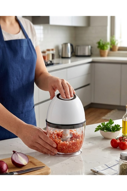 Şarjlı Mutfak Doğrayıcı 450 ML Sebze ve Sarımsak Doğrayıcı