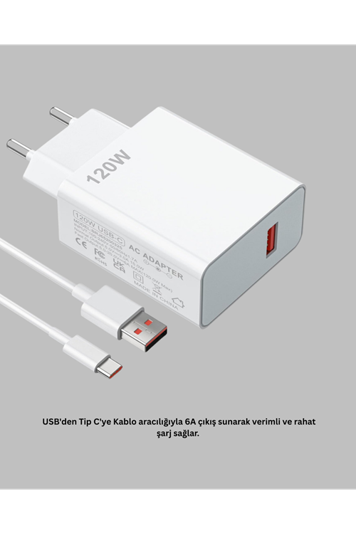 120 Watt Turbo Şarj Cihazı Xiaomi Redmi Note 10 11 12 Uyumlu