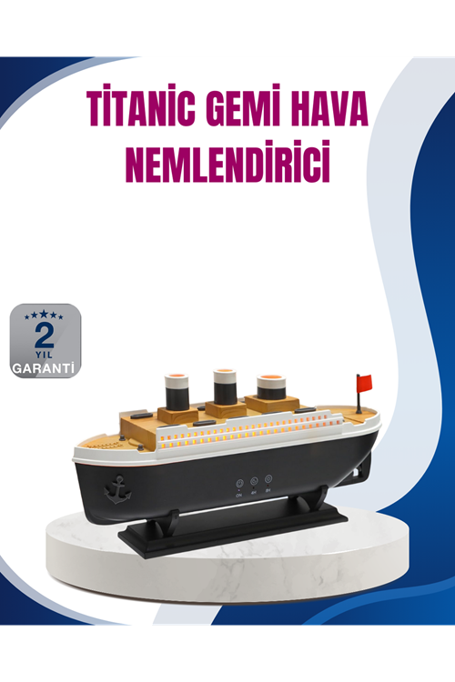 Dekoratif Gemi Modeli 7 Renk Işıklı Hava Nemlendirici ve Oda Kokusu Difüzörü