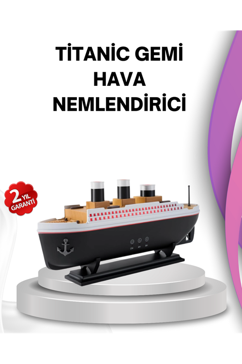 Ultra Sessiz Titanik Gemi LED Işıklı Aroma Difüzörü Oda Nemlendirici