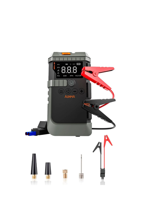 Taşınabilir Araç Çalıştırma Jump Starter Hava Pompası Dijital Basınç Göstergeli Güç Bankası