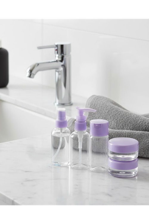 5 Parça Seyahat Banyo Seti 30 ml Şeffaf Taşınabilir Şişe Seti