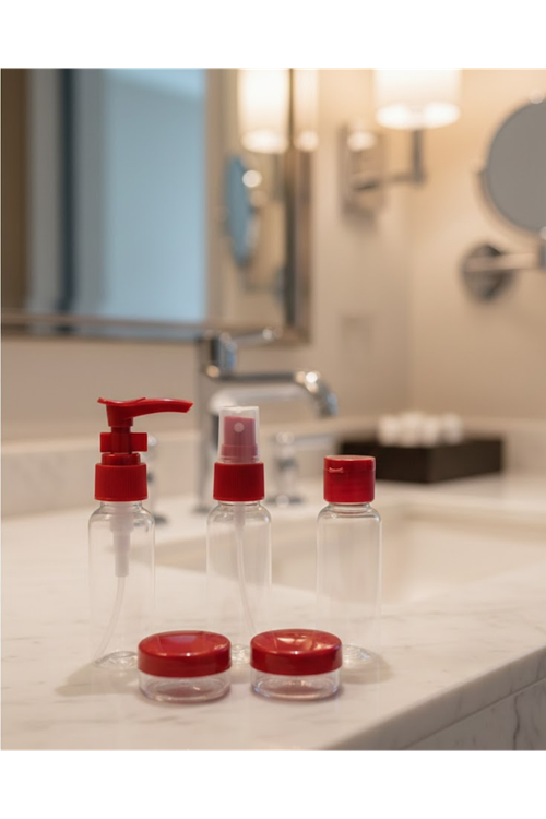 5’li Seyahat Boy Kozmetik Şişe Seti 30 ml Çantalı Organizer