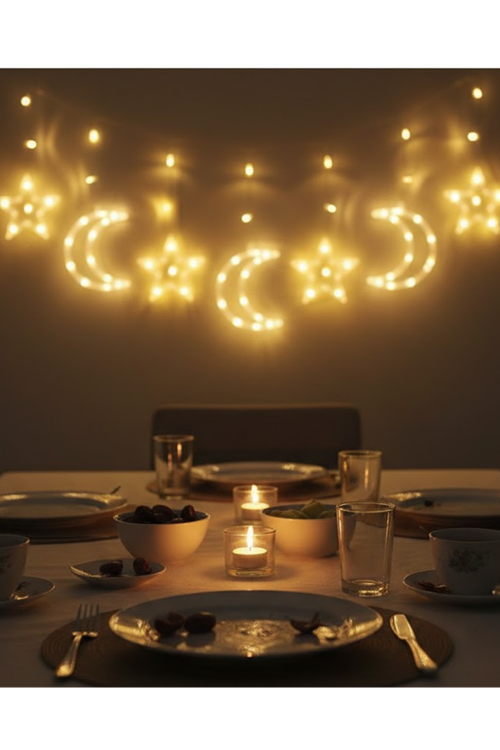 Dekoratif Büyük Ay Yıldız Ramazan Led Işık