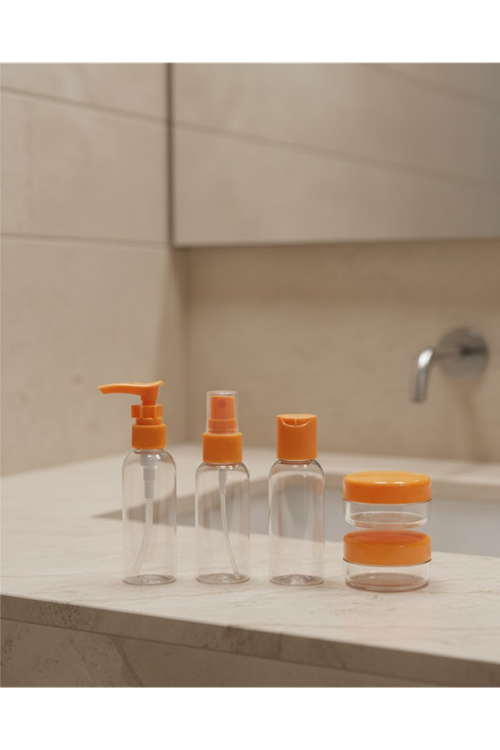 30 ml 5’li Seyahat Şişesi Seti Çantalı Kozmetik Organizer