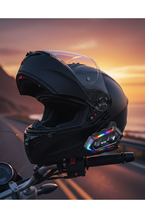 16 Mod RGB Işıklı Motosiklet Intercom Çift Telefon Destekli
