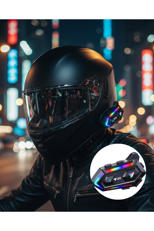 IPX6 Su Geçirmez Intercom 1000m Bağlantı 1000mAh Batarya RGB Işıklı