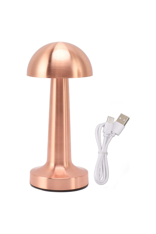 Kablosuz Dokunmatik Masa Lambası 3 Işık Modlu USB Şarjlı Bronz