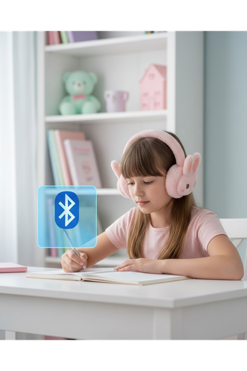Şarjlı Tavşan Tasarımlı Kablosuz Bluetooth Kulaklık Stereo Ses ve Hafıza Kart Destekli