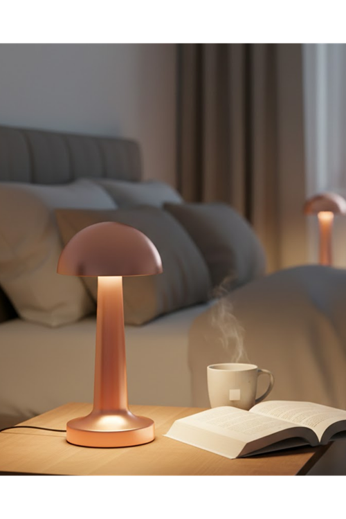 Şarjlı Mantar Masa Lambası 3 Seviyeli Dokunmatik LED USB Şarj Özellikli