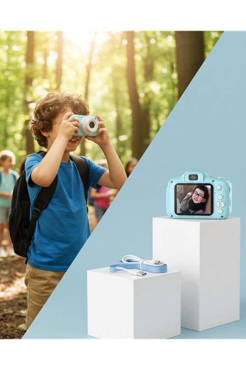 Mavi Mini HD Video Kamera Fotoğraf Çekimli Şarj Edilebilir Bataryalı Dijital Kayıt Cihazı