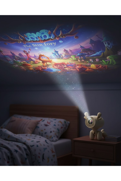 Geyik Tasarımlı Akıllı Projeksiyon 4K Destekli 500 ANSI Lümen