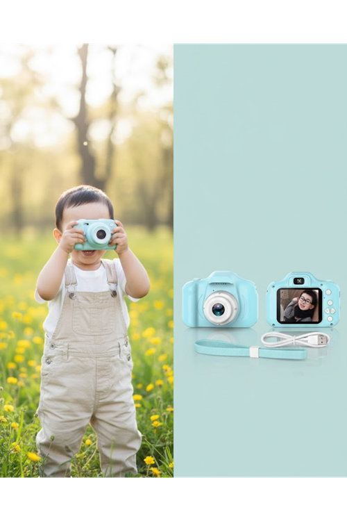 Mavi Mini HD Dijital Kamera Video ve Fotoğraf Çekimli Şarjlı Taşınabilir Kayıt Cihazı