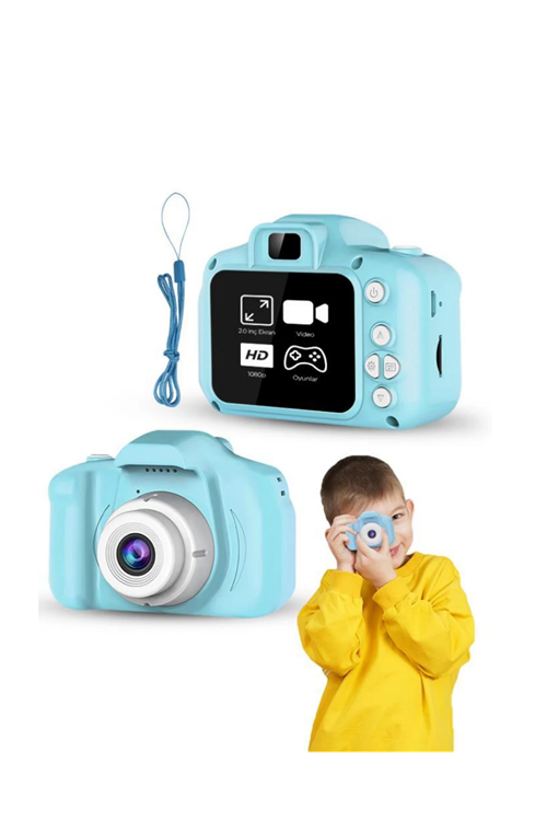 Mavi Mini HD Dijital Kamera Video ve Fotoğraf Çekimli Şarjlı Taşınabilir Kayıt Cihazı