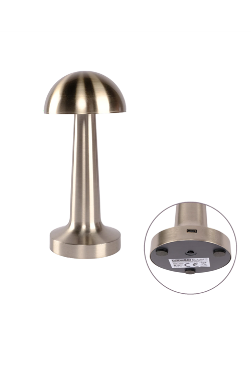 Krom Mantar Masa Lambası Dokunmatik 3 Renk LED Şarjlı Taşınabilir Gece Lambası