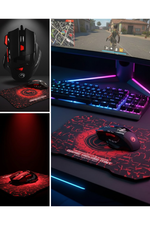 Ergonomik Gaming Mouse ve Mousepad 3 DPI Ayarlı LED Işıklı Tasarım