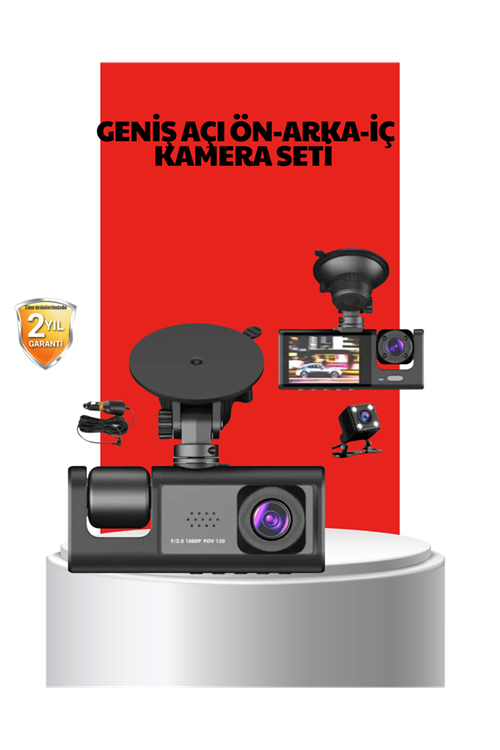 170° Geniş Açı Ön-Arka-İç Kamera Seti – Tam Kapsamlı Araç Güvenliği