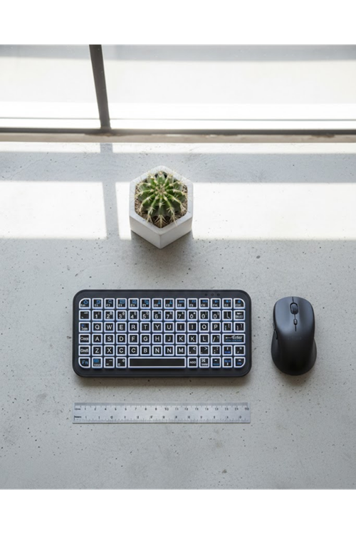 RGB Işıklı Kablosuz Mini Klavye 10 mm İnce Gövde