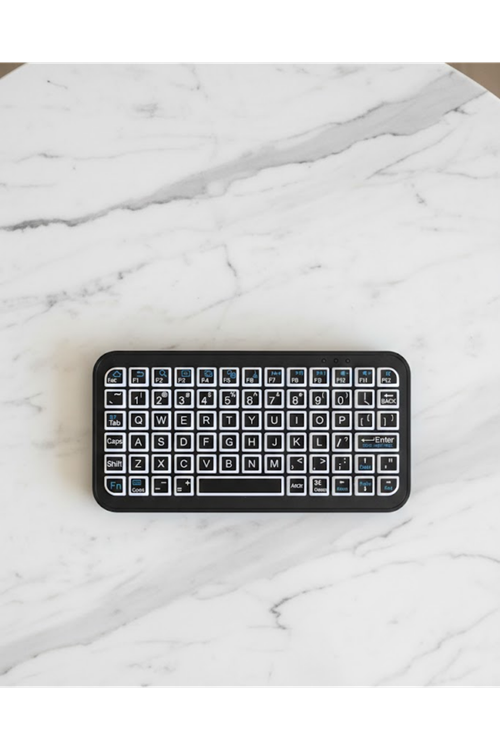Siyah Kablosuz Mini RGB Işıklı Klavye Bluetooth 5.2 İnce Tasarım