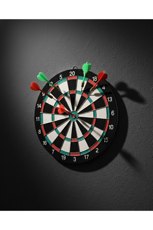 17 İnç Dart Tahtası Sağlam Ahşap Gövde ve Metal İğneli Dart Okları
