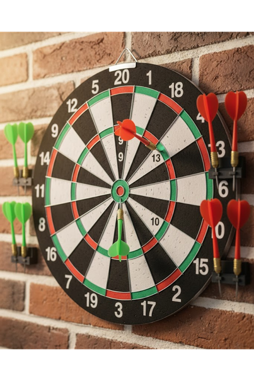 12 İnç Dart Tahtası 4 Adet Metal Uçlu Dart Oku Kolay Montajlı