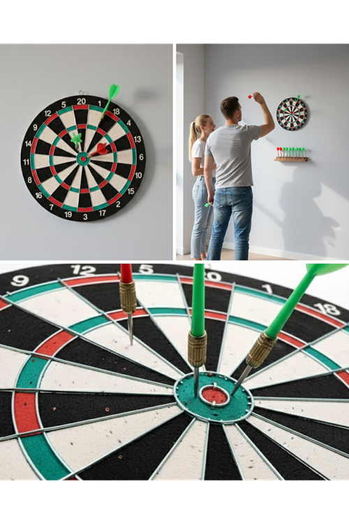 17 İnç Dart Tahtası 4 Metal Dart Oku