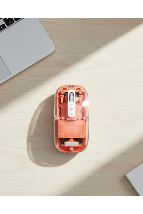 Bluetooth ve USB Destekli Kablosuz Şeffaf Mouse Sessiz Kullanım