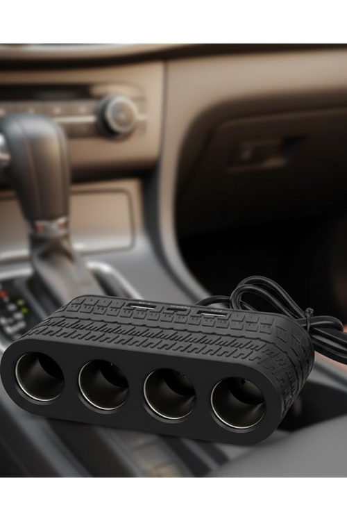 4 Çakmak Girişli Araç Çoklayıcı Type C ve USB Destekli Güvenli Güç Dağıtıcı