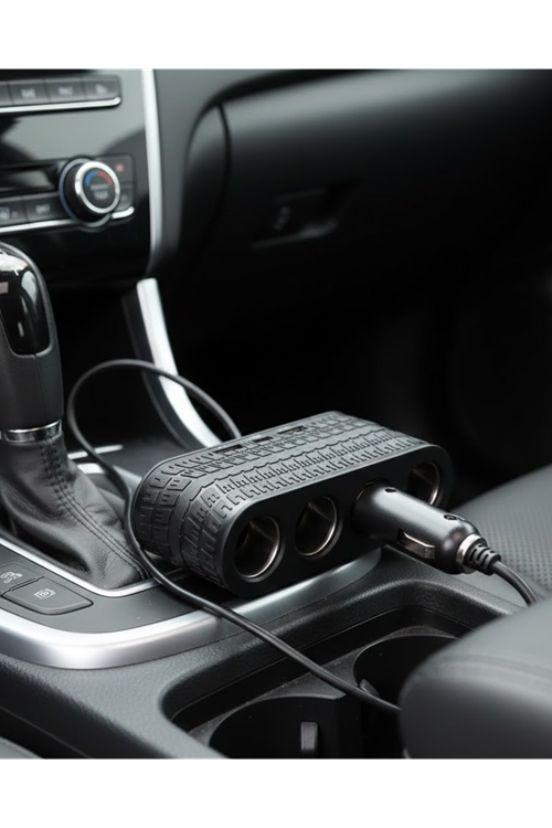 Araç Çakmak Çoklayıcı 4 Çıkışlı 2 USB ve Type C Girişli Çok Fonksiyonlu Şarj Ünitesi
