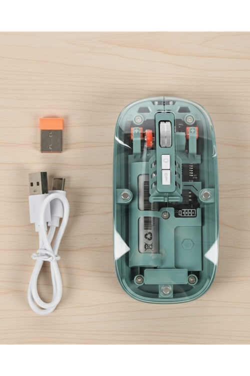 Şeffaf Tasarımlı Bluetooth Kablosuz Mouse Pilli Kullanım