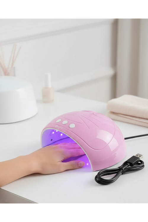 Ultraviyole Işıklı 15 Ledli 45W Oje Kurutucu Makine Pembe