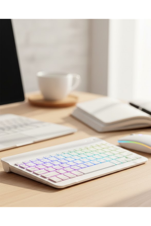 Çoklu Cihaz Uyumlu Kablosuz Klavye Mouse Seti Aydınlatmalı