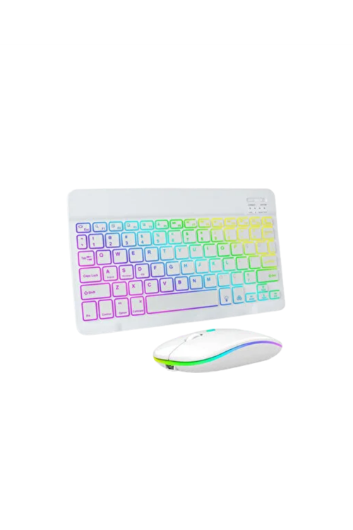 Bluetooth Klavye Mouse Seti Aydınlatmalı Türkçe Q Ergonomik Tasarım