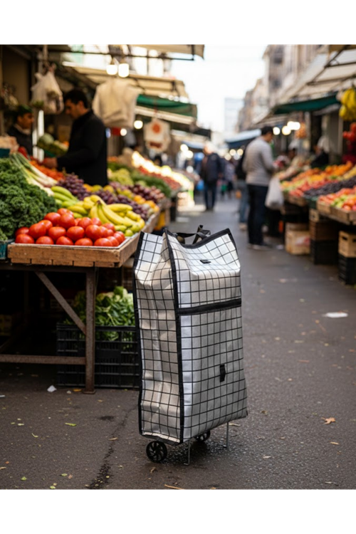 Ağır Yük Taşımaya Uygun Tekerlekli Market ve Pazar Çantası