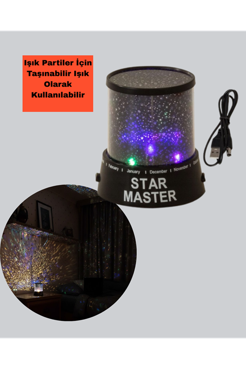 LED Renk Değiştiren Yıldız Projektör Galaxy Efektli Gece Lambası
