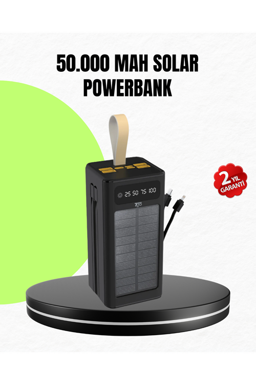 Güneş Enerjili Powerbank Dijital Göstergeli Taşınabilir Güç Kaynağı